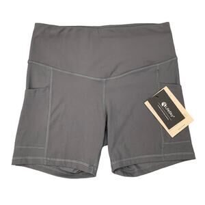 LifeSky Short Women M Medium Grey Fitted Workout Wide Waistband Performance Yoga